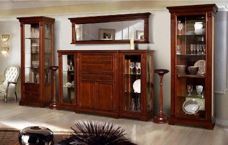 Мебель в гостиной из массива дерева: положительные качества и ее сочетание