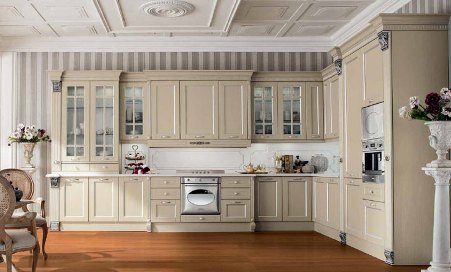 Кухня в стиле неоклассика: особенности интерьера, обои на стены, отделка фасада мебели и характеристики дизайна