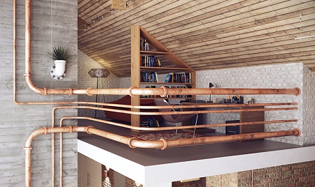 Декоративные трубы в интерьере, идеи и преимущества